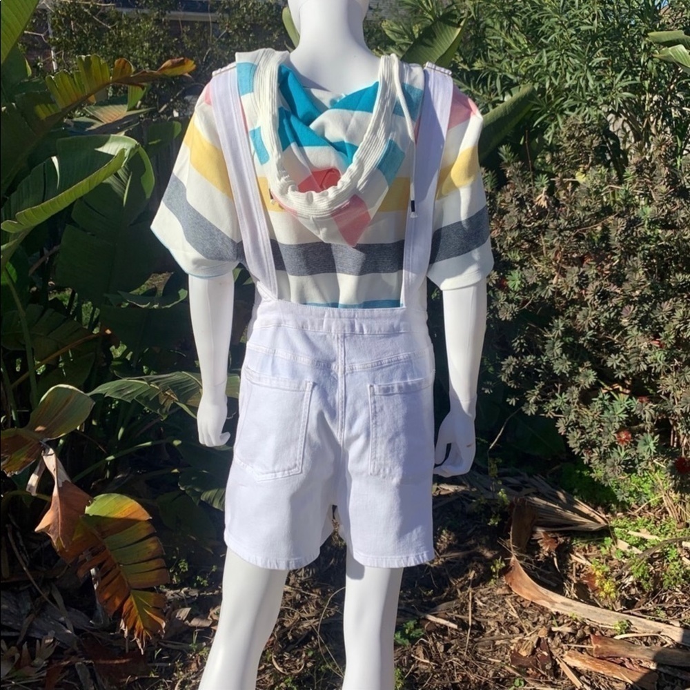 💋NWT FRAME Palazzo Denim Short Zip White Overalls - Picture 6 of 15